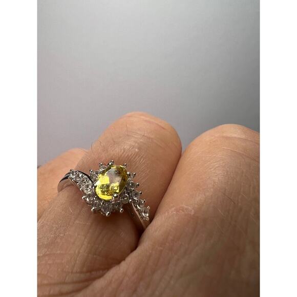 NEW Sunfire beryl and zircon ring in platinum over sterling silver size 6 - Picture 5 of 11